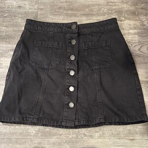 Garage Black Denim Mini Skirt with Buttons